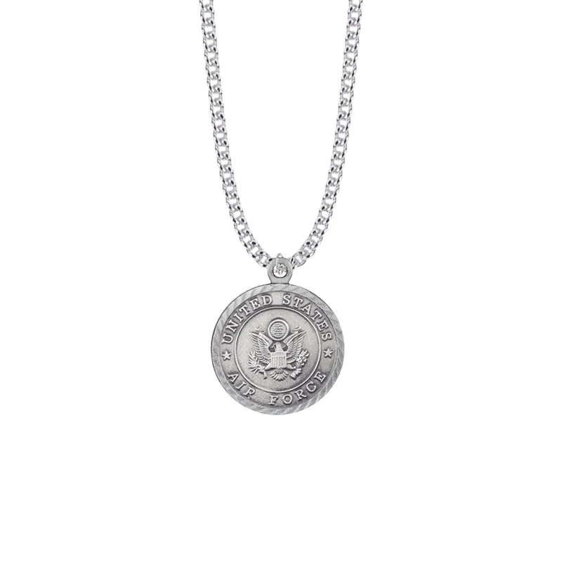 1-1/8 Inch Round Pewter U.S. Air Force Medal with Cross and Philippians 4:13 on the Back (Not Available - License Pending)