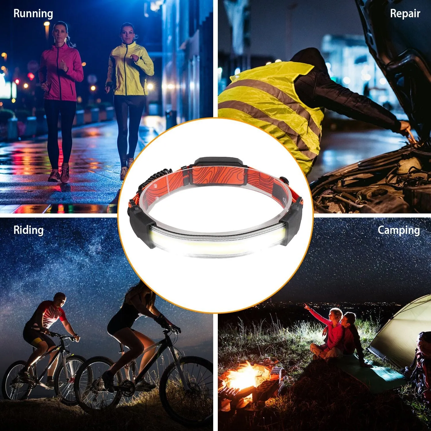 2-Pack: Rechargeable Headlamp 3 Light Modes Hand-Free