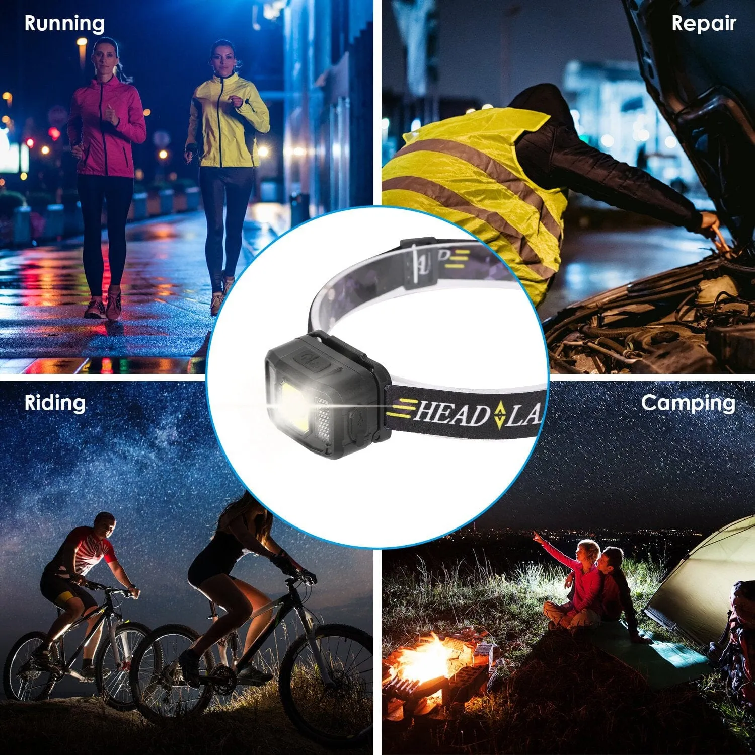 2-Pack: Rechargeable Motion Sensor Headlamp 6 Light Modes