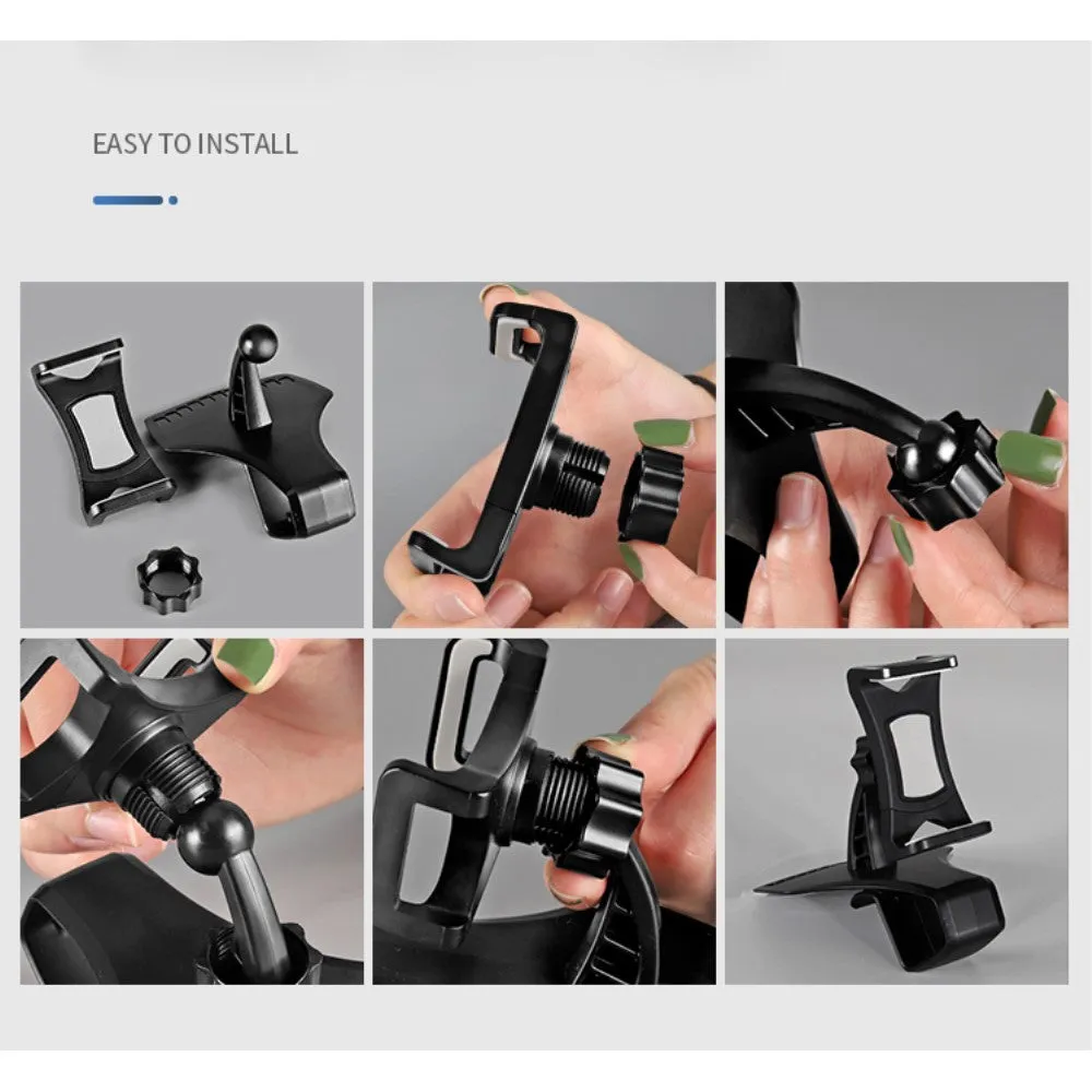 3 in 1 Car GPS Smartphone Holder: Dashboard / Visor Clamp   AC Grid Clip for Weimei Force X - Black