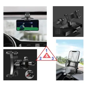 3 in 1 Car GPS Smartphone Holder: Dashboard / Visor Clamp   AC Grid Clip for Weimei Force X - Black