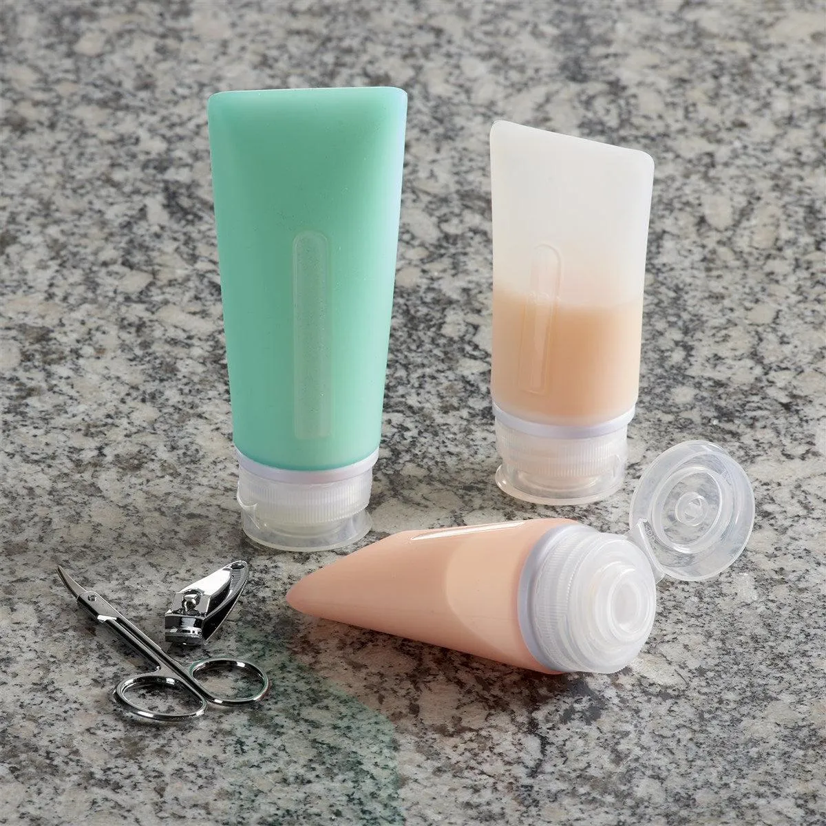 3 oz. Silicone Travel Bottles - 2 pack (Teal/White)