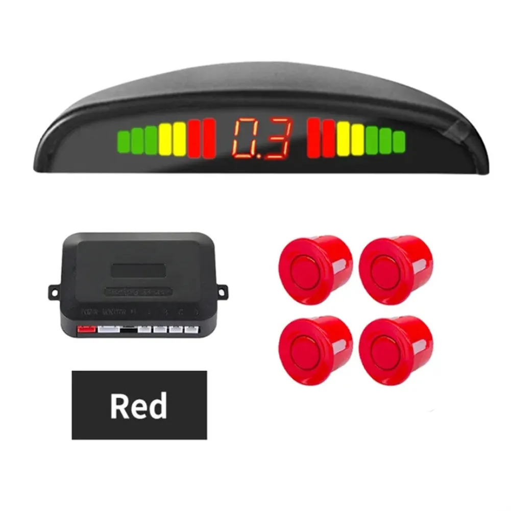 4 Parking Sensors LED Display Backlight Distance Parking Reverse