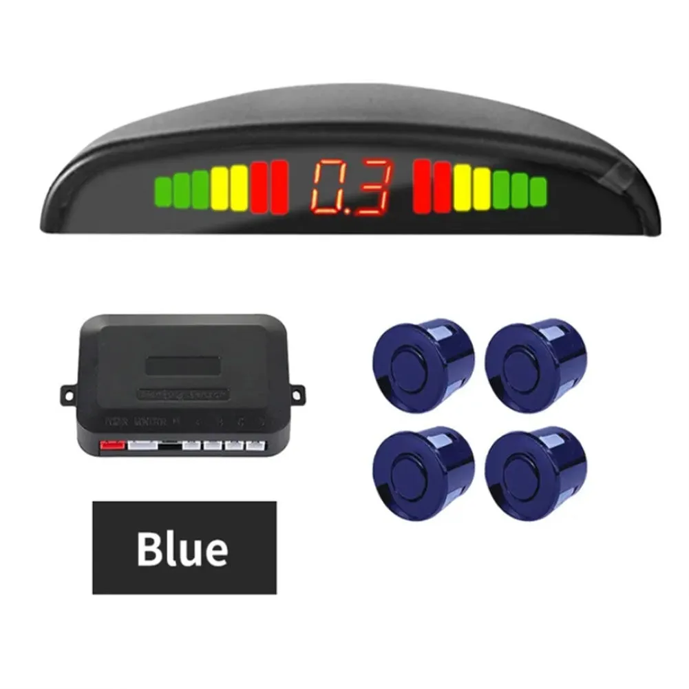 4 Parking Sensors LED Display Backlight Distance Parking Reverse