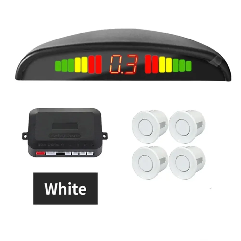 4 Parking Sensors LED Display Backlight Distance Parking Reverse