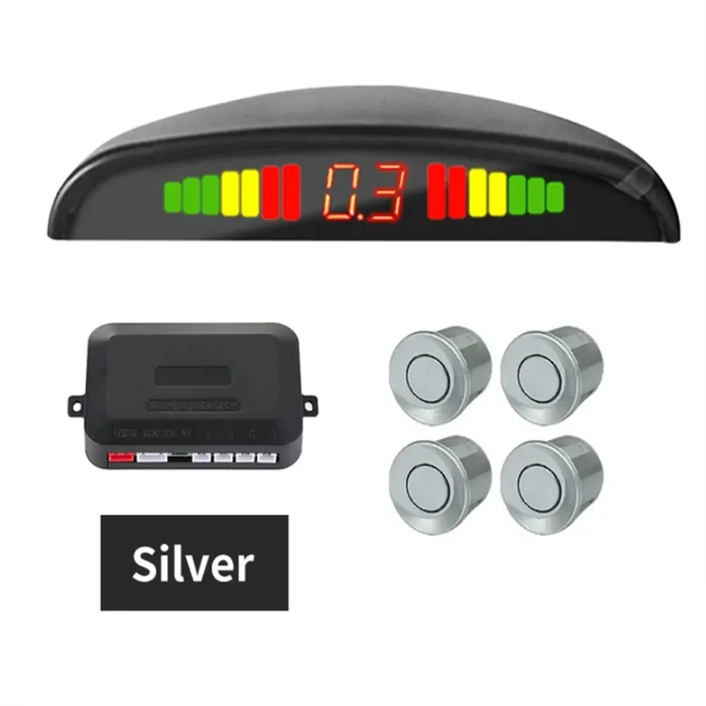 4 Parking Sensors LED Display Backlight Distance Parking Reverse