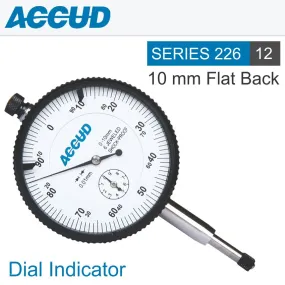ACCUD SHOCKPROOF DIAL INDICATOR FLAT BACK 10MM AC226-010-12