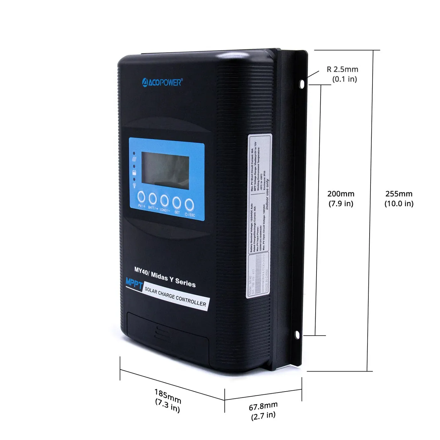 ACOPower Midas 40A MPPT Solar Charge Controller with Remote Meter MT-50