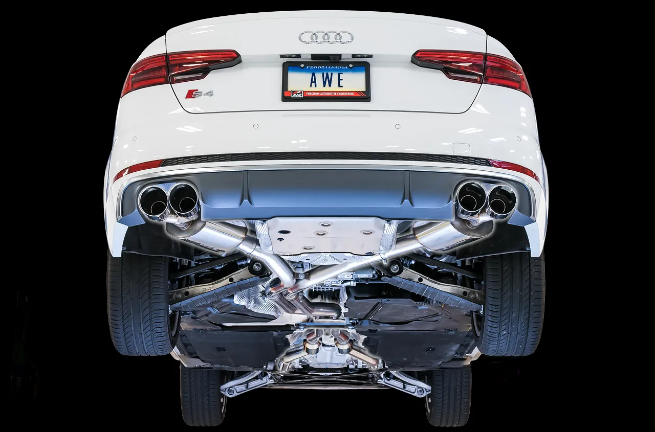 AWE Touring Edition Exhaust for Audi B9 S4 - Chrome Silver 102mm Tips