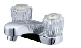 B & K Industries Lavatory Faucet Two Acrylic Handle with Pop-Up Round Base