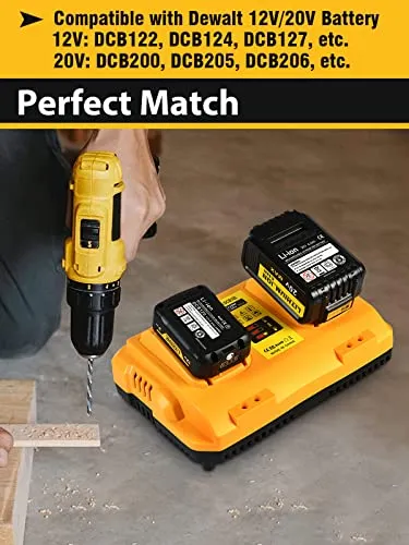 Bslite Battery Charger Station Replacement for Dewalt Battery Charger DCB102 Comaptible with Dewalt 12V/20V Max Battery(Yellow)