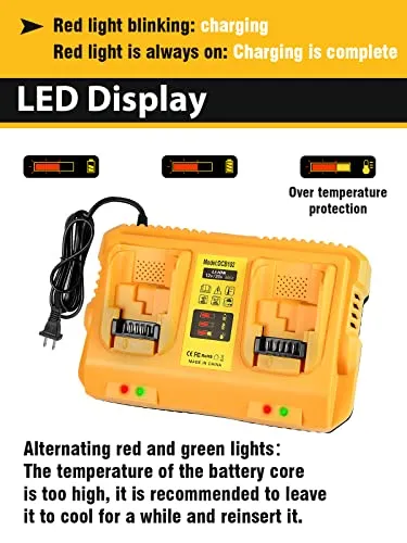 Bslite Battery Charger Station Replacement for Dewalt Battery Charger DCB102 Comaptible with Dewalt 12V/20V Max Battery(Yellow)