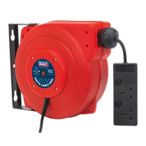 Cable Reel System Retractable 10m 2 x 230V Socket