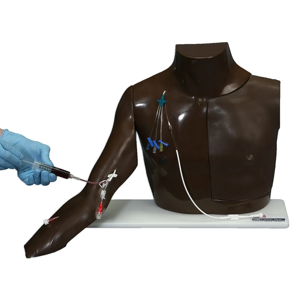 Chester Chest™ Vascular Access Simulator With Standard Arm, Dark