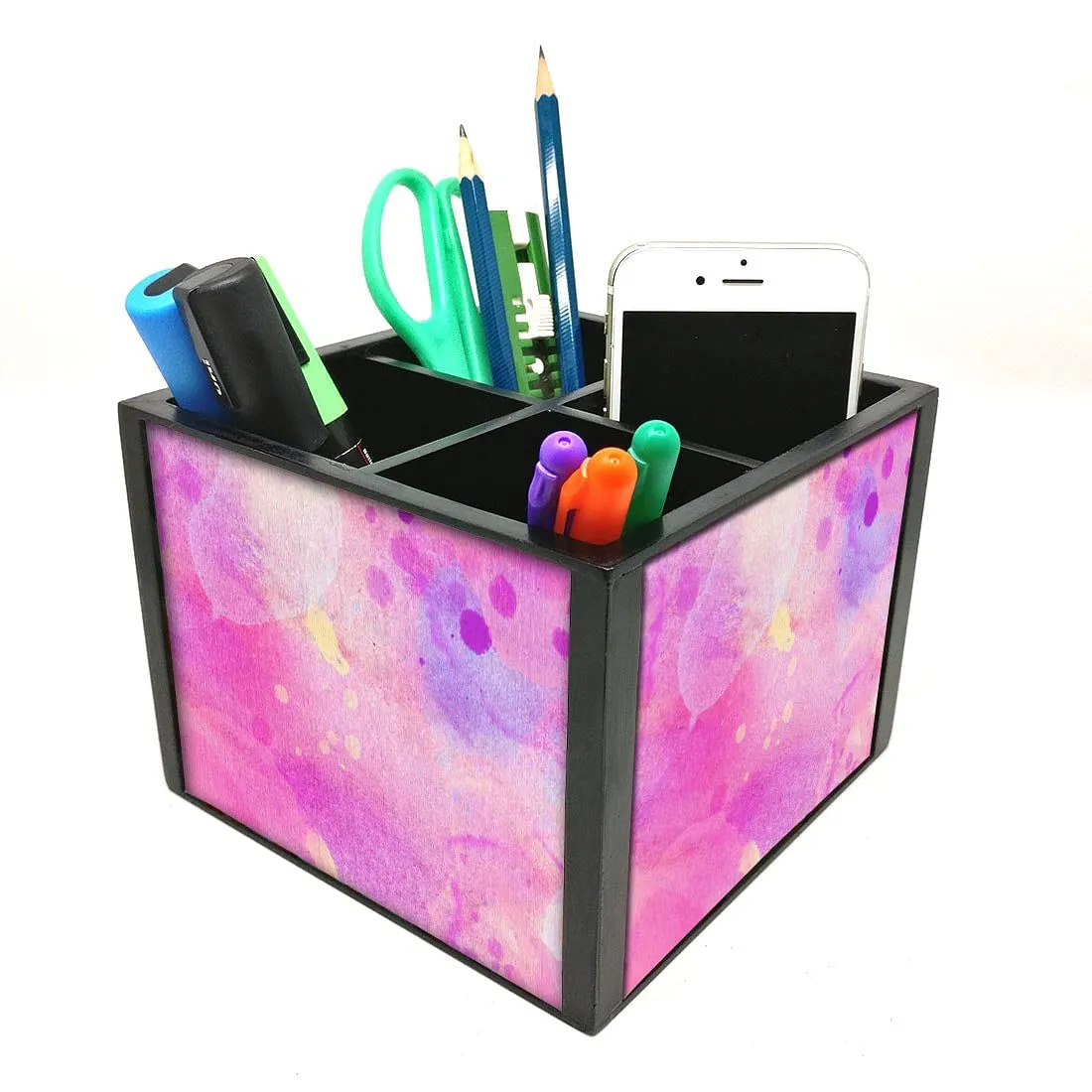 Desk Organizer For Stationery -  Mix Watercolor With Dots