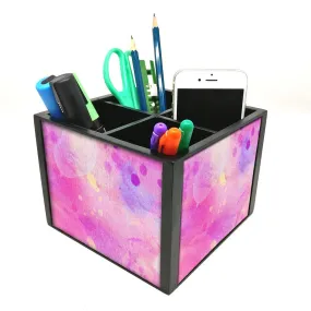 Desk Organizer For Stationery -  Mix Watercolor With Dots