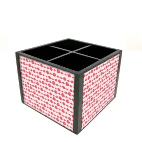 Desk Organizer For Stationery - Pink White Dots