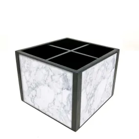 Desk Organizer For Stationery -  White Marble