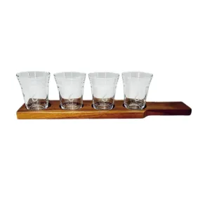 Four Sixes Beer Flight Board with 4 Glasses