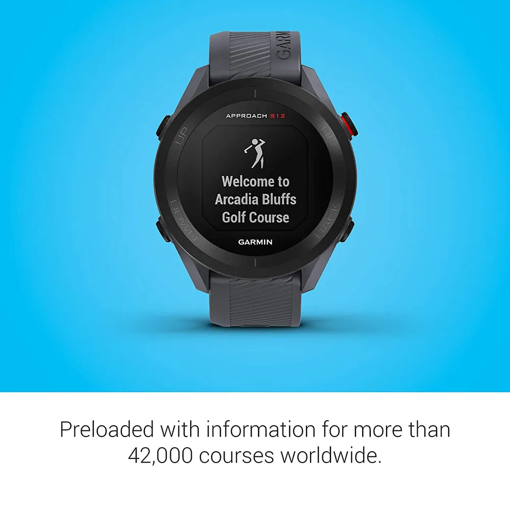 Garmin Approach S12 42k  Preloaded Courses Easy-to-Use GPS Golf Granite Blue Watch - 010-02472-01