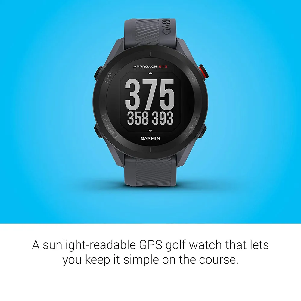 Garmin Approach S12 42k  Preloaded Courses Easy-to-Use GPS Golf Granite Blue Watch - 010-02472-01