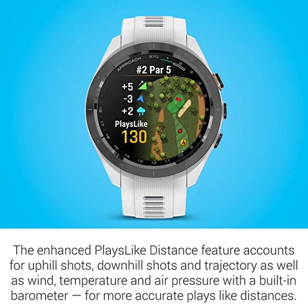Garmin Approach S70 Black Ceramic Bezel with White Silicone Band 42mm Premium GPS Golf Watch - 010-02746-00