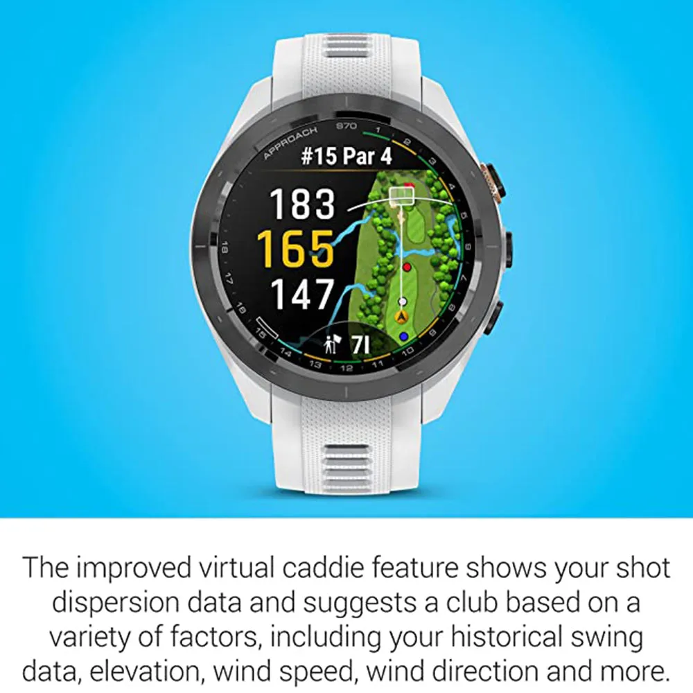 Garmin Approach S70 Black Ceramic Bezel with White Silicone Band 42mm Premium GPS Golf Watch - 010-02746-00