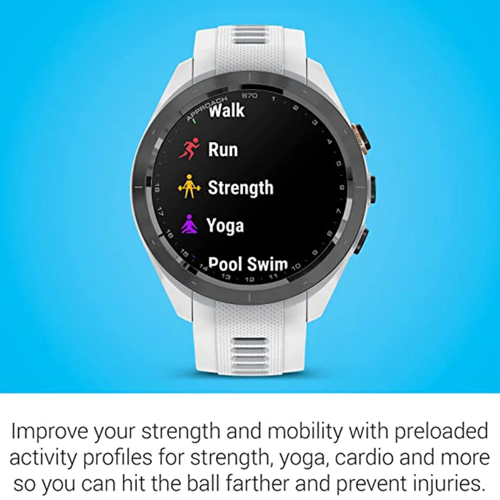 Garmin Approach S70 Black Ceramic Bezel with White Silicone Band 42mm Premium GPS Golf Watch - 010-02746-00