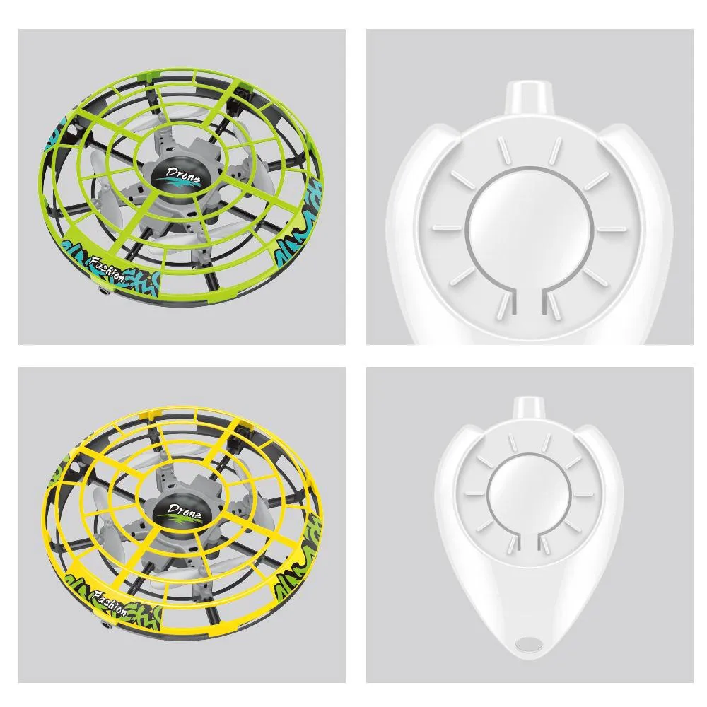 Hand Operated Induction Aircraft Mini Drone for Kids, Upgraded UFO Toy Flying Ball Anti-collision, USB Rechargeable Indoor Drone Mixed green and yellow