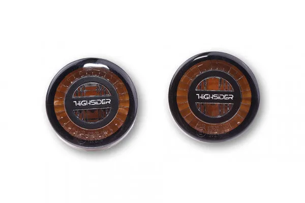 HIGHSIDER 204-340 LED Indicator "ROCKET" with Black Alu Ring   Smoke Lens (Pair)