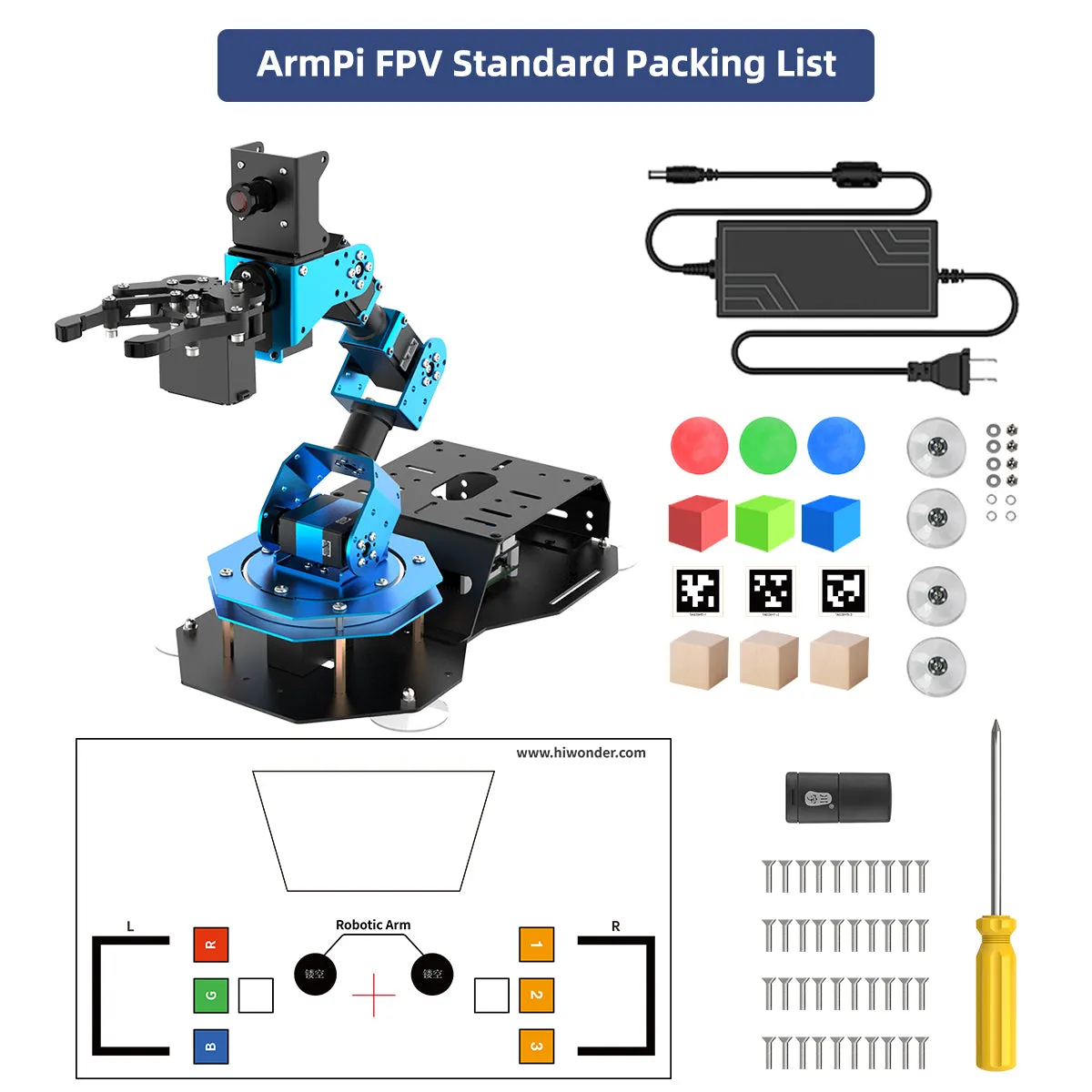 Hiwonder ArmPi FPV AI Vision Raspberry Pi 5 ROS Robotic Arm with Python Open Source