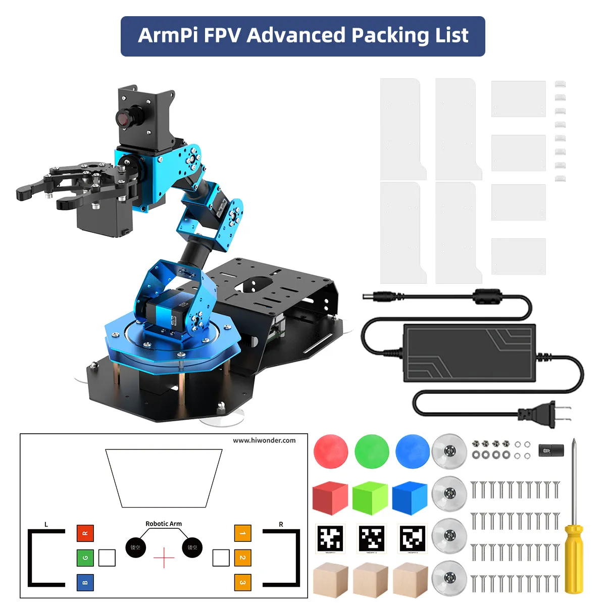 Hiwonder ArmPi FPV AI Vision Raspberry Pi 5 ROS Robotic Arm with Python Open Source