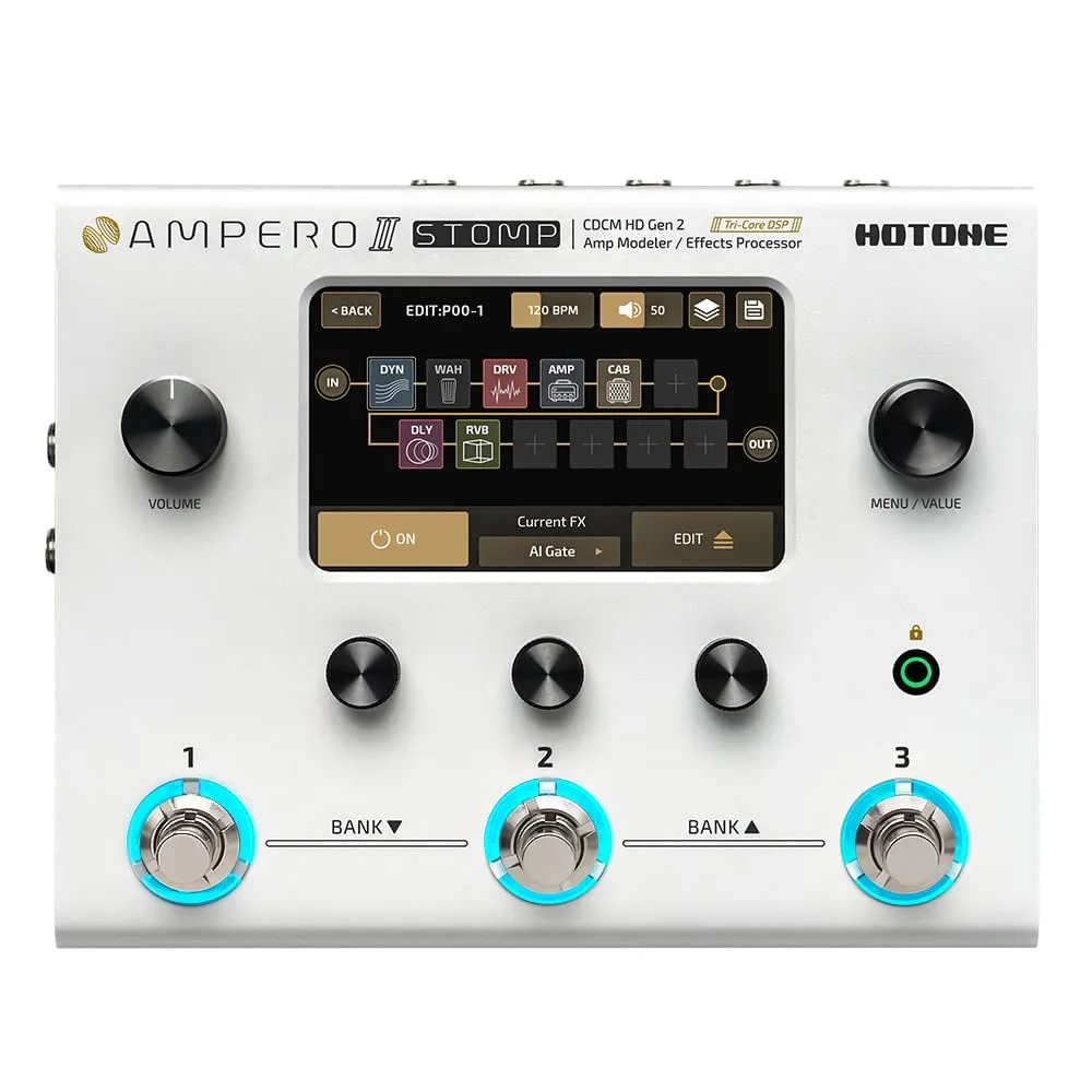 Hotone Ampero II Stomp Multi Effects Processor with Amp Modeling & IR Simulators