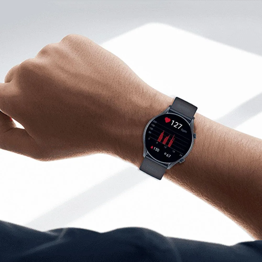 kieslect Kr Smart Watch Black Metal Case With Black Strap