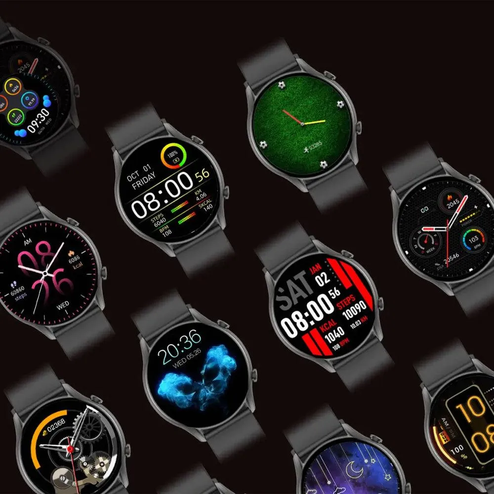 kieslect Kr Smart Watch Black Metal Case With Black Strap