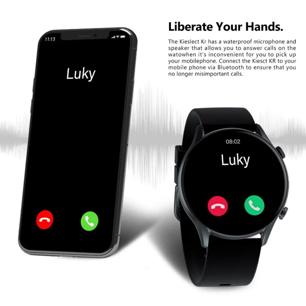 kieslect Kr Smart Watch Black Metal Case With Black Strap
