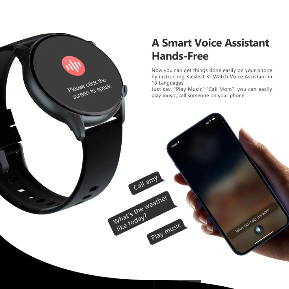kieslect Kr Smart Watch Black Metal Case With Black Strap