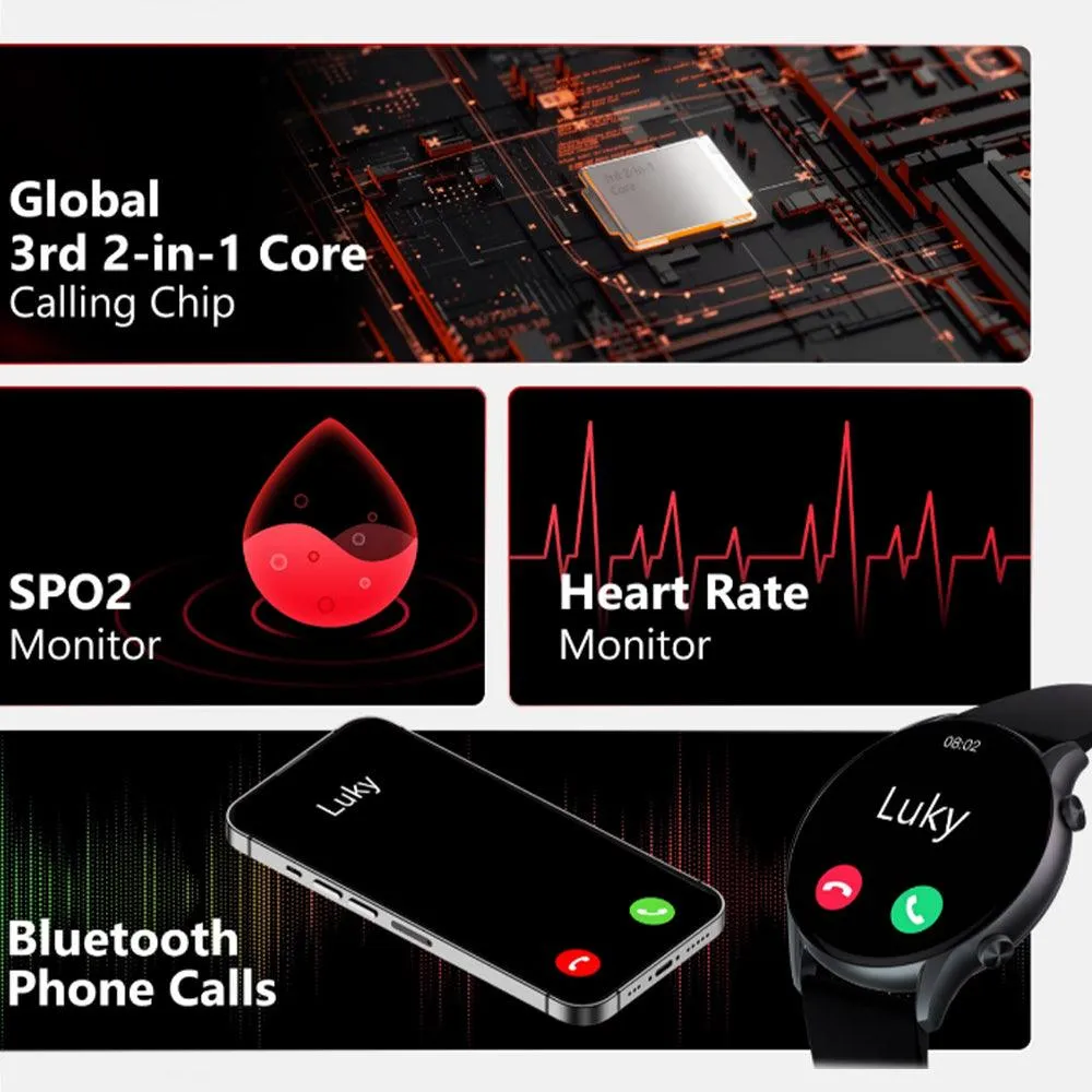 kieslect Kr Smart Watch Black Metal Case With Black Strap