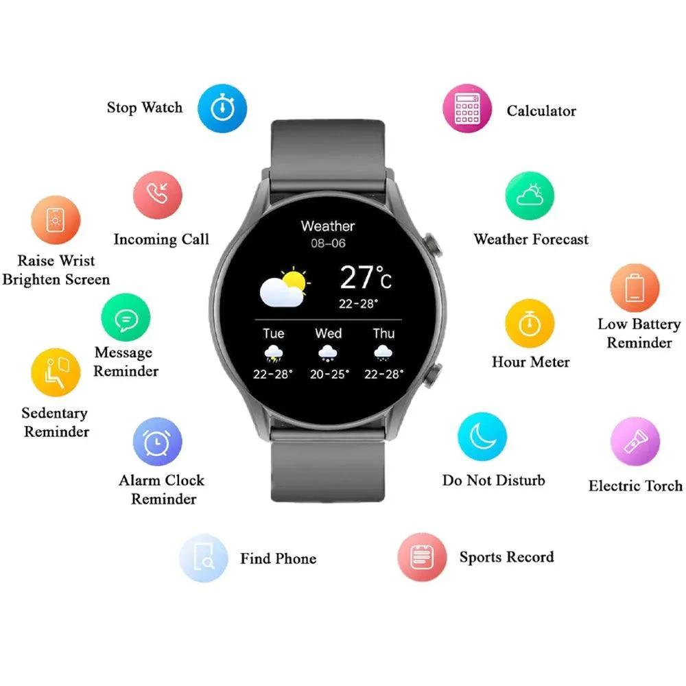 kieslect Kr Smart Watch Black Metal Case With Black Strap