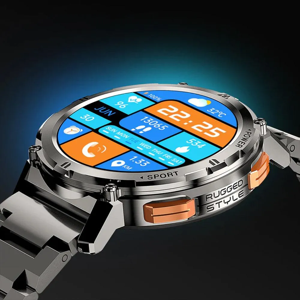 Kospet Tank T2 Special Edition Smart Watch Black Metal Case With Stainless Steel Strap & Extra Silicon Strap