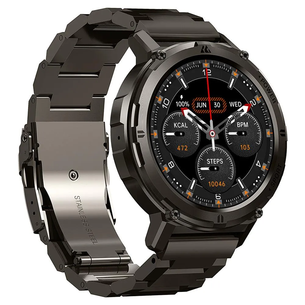 Kospet Tank T2 Special Edition Smart Watch Black Metal Case With Stainless Steel Strap & Extra Silicon Strap