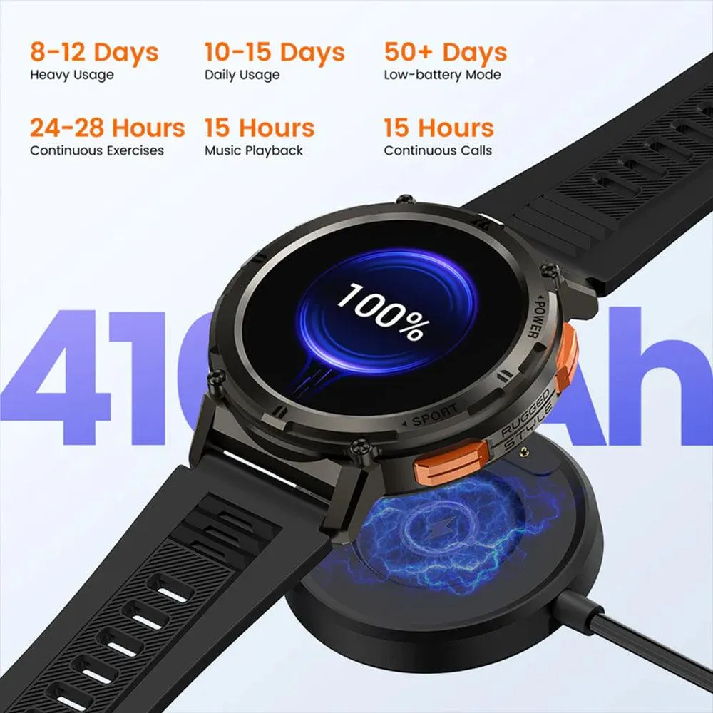 Kospet Tank T2 Special Edition Smart Watch Black Metal Case With Stainless Steel Strap & Extra Silicon Strap