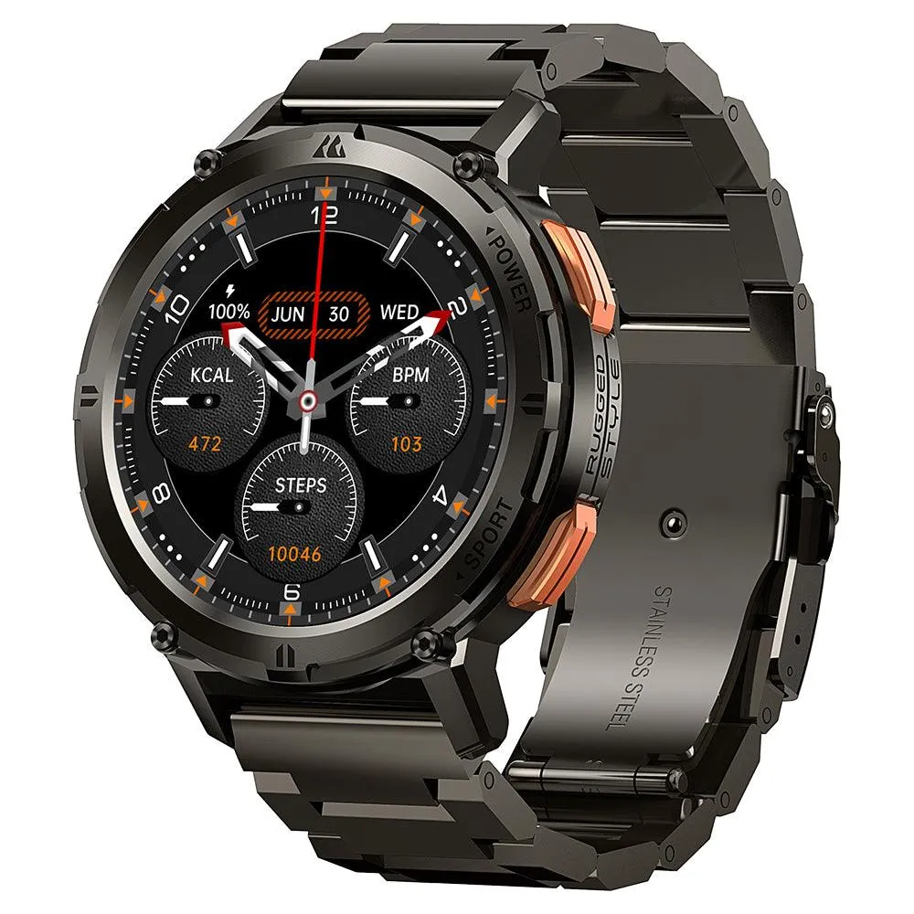 Kospet Tank T2 Special Edition Smart Watch Black Metal Case With Stainless Steel Strap & Extra Silicon Strap