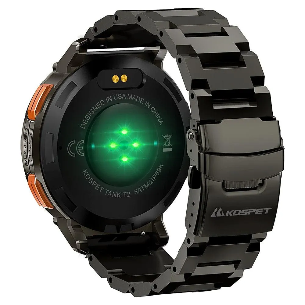 Kospet Tank T2 Special Edition Smart Watch Black Metal Case With Stainless Steel Strap & Extra Silicon Strap