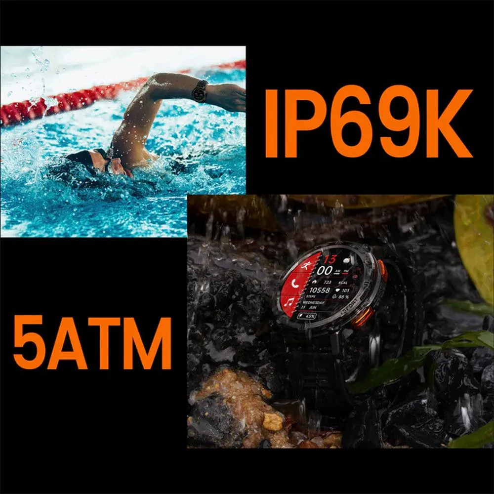 Kospet Tank T2 Special Edition Smart Watch Black Metal Case With Stainless Steel Strap & Extra Silicon Strap