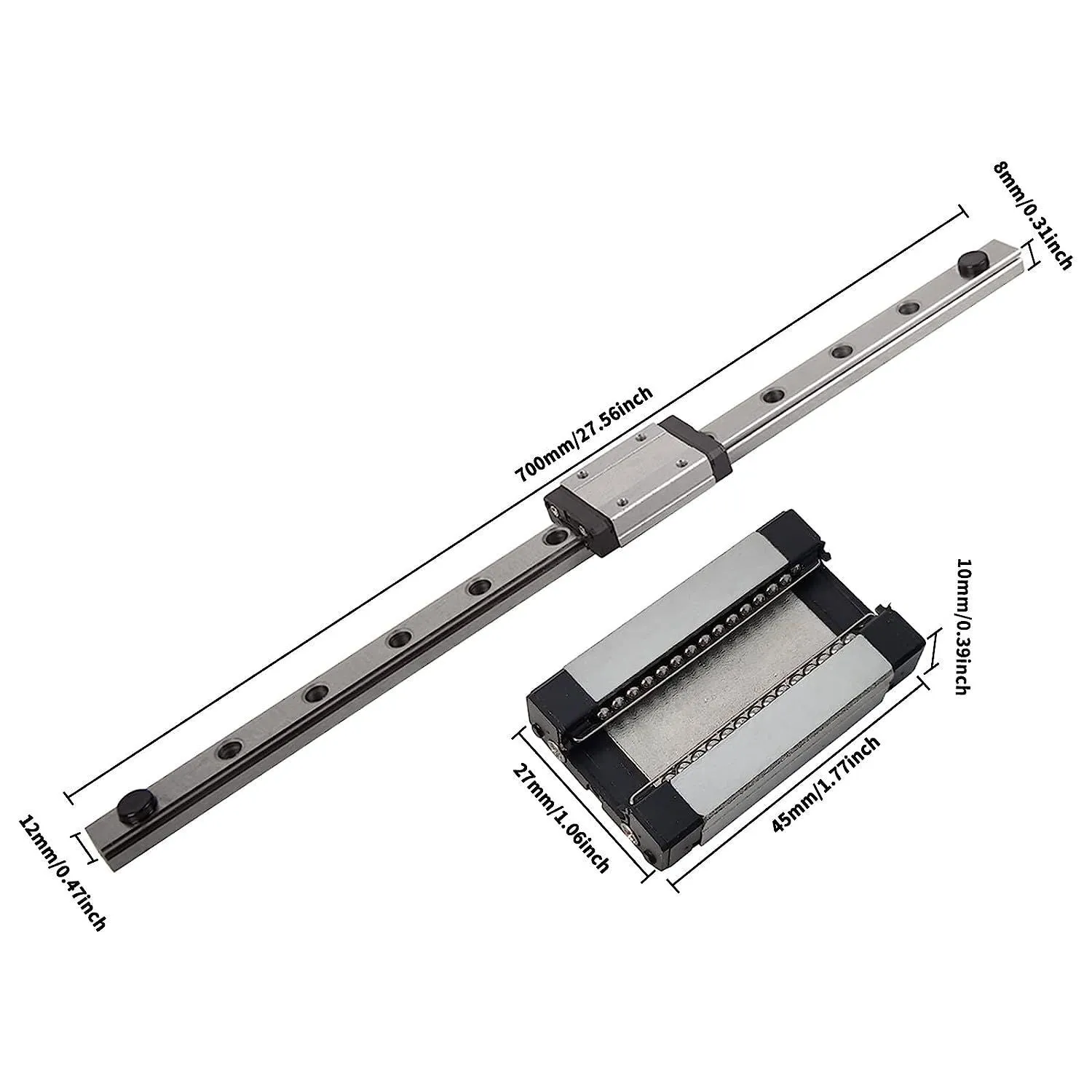 MGN12H 700mm Linear Rail Guide MGN12 Linear Rail with Stainless