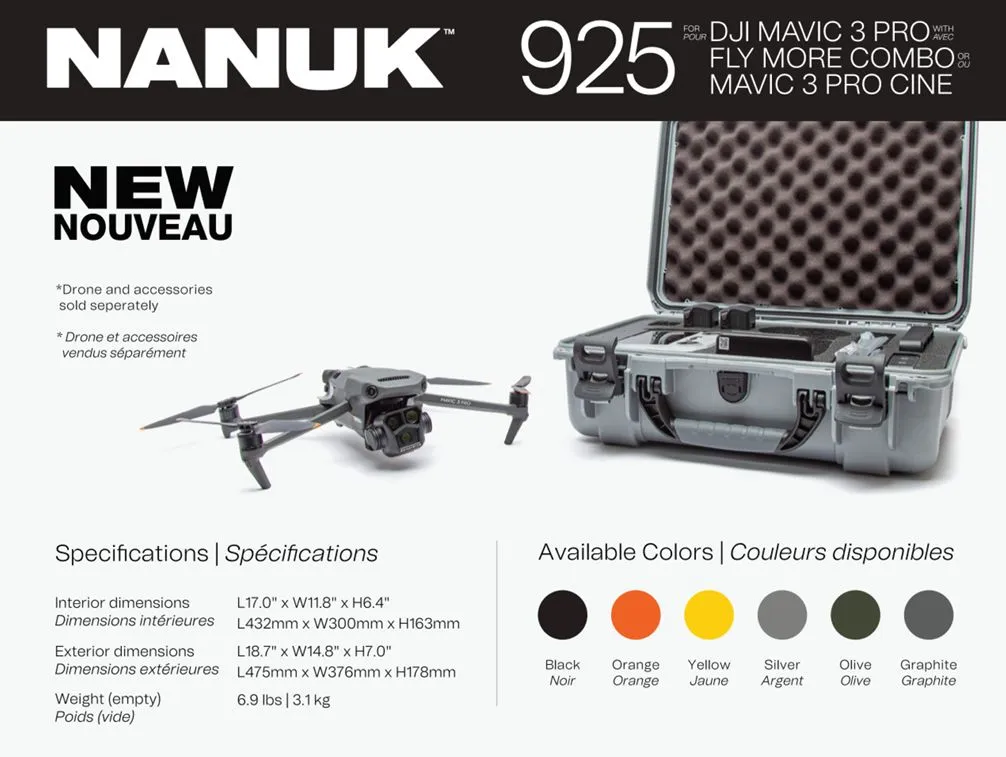 Nanuk 925 Case for DJI Mavic 3 Pro (Black)