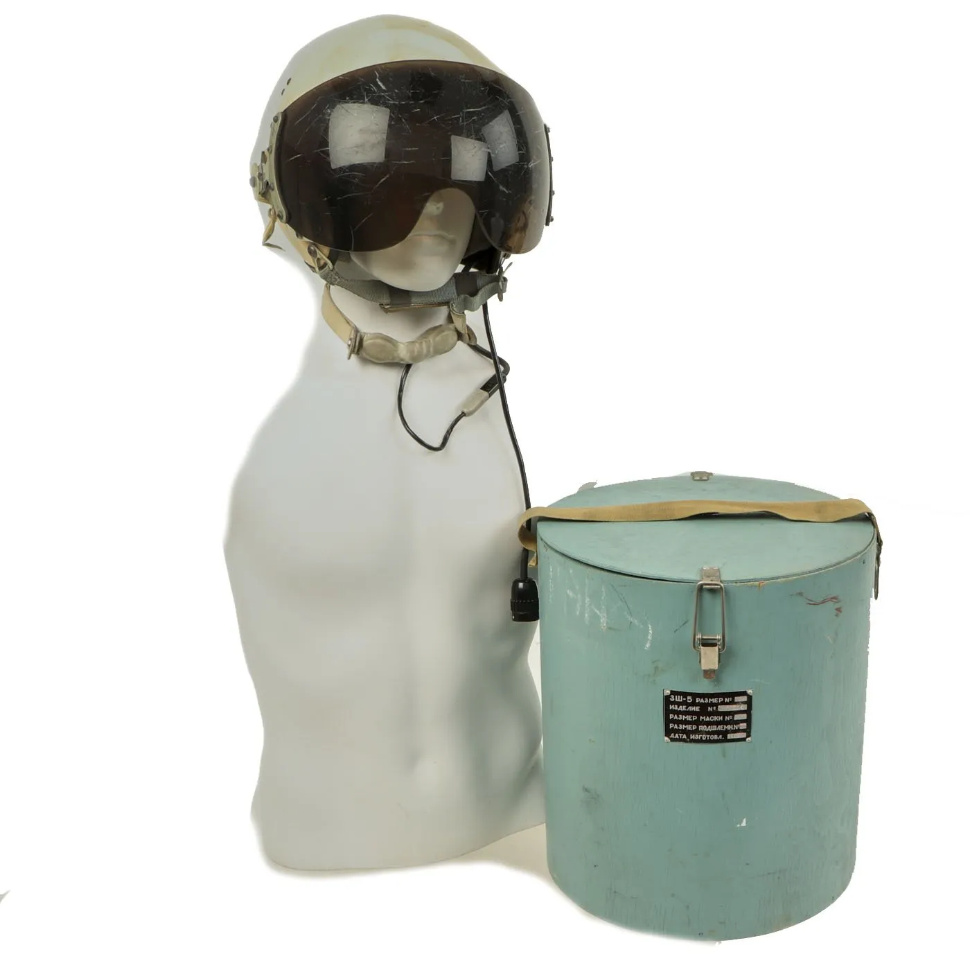 Original Cold War Soviet MIG Jet Fighter Flying Helmet ZSh-5MKV2 with Transit Chest