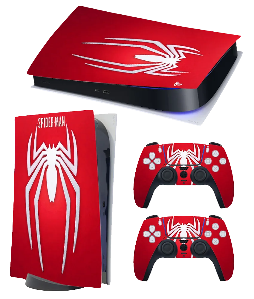 PS5 Themed Decal Sticker Wrap For Disc Edition Console - Spiderman