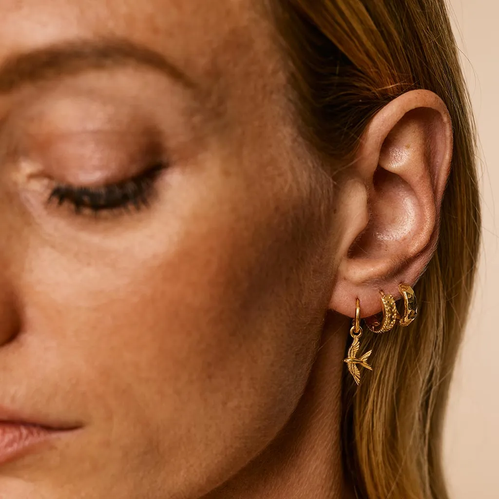 Swallow In Flight Hoop Earrings - Gold